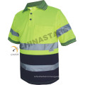 Dual color high visibility polo shirt in breathable bird eye mesh fabric